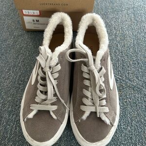 Lucky Brand Women's Taupe Sneakers with White Accents